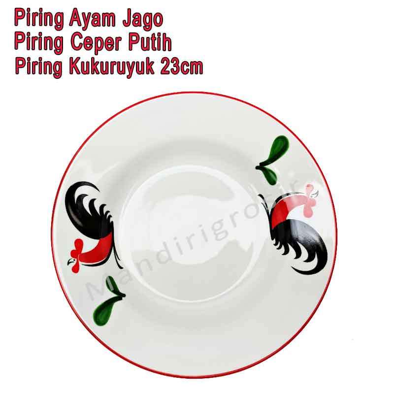 Piring Putih *Piring Ayam Jago * Piring Kukuruyuk * Uk.23cm