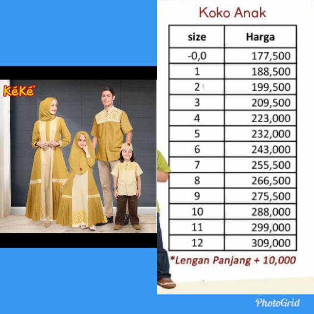 Setelan Koko Anak Sarimbit Keke KP SR 20 07 Size 5 Lengan Pendek Bahan cotton Double Beam 0 Sd 12