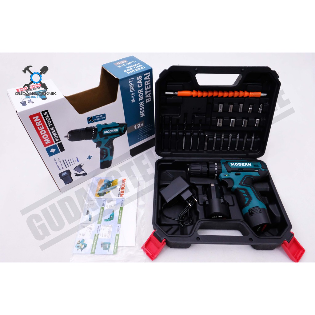 Modern M-15Impt / Bor Cordless Drill Modern M15 Impt Bor Tembok Baterai Modern 12V Modern M 15 Impt