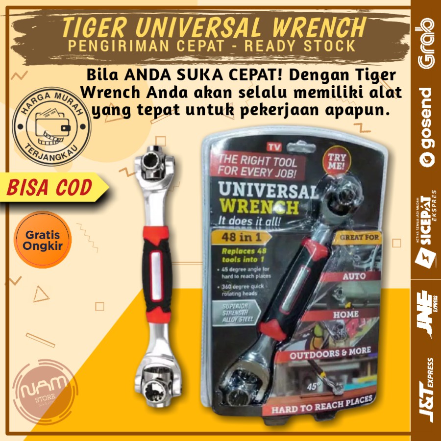 Kunci Pas Universal Multifungsi Serbaguna / Kunci Ring Pas Set / Tiger Wrench Kunci Pas 48 in 1