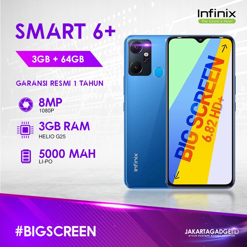 Infinix Smart 6 Plus 3GB+64GB Garansi Resmi Infinix 1 Tahun