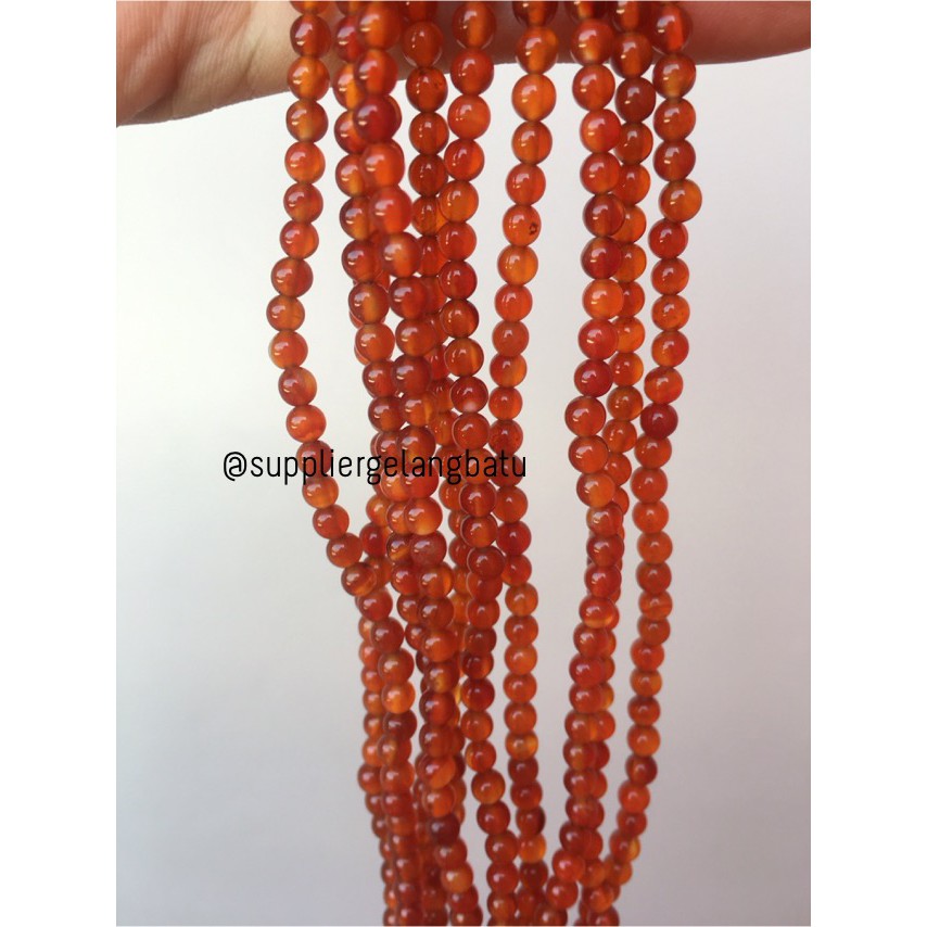 batu 4mm orange carnelian oren bahan aksesoris manik fashion kekinian supplier beads craft fashion