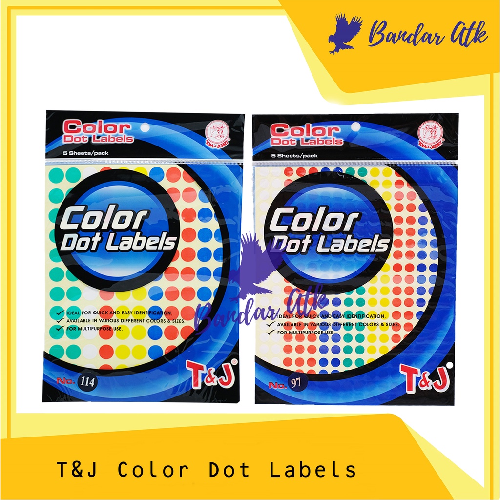 

Label Tom and Jerry Color Dot Stiker Paper Color Dot TJ Tom & Jerry 5 Warna ukuran 97 - 114 [1 PAD]