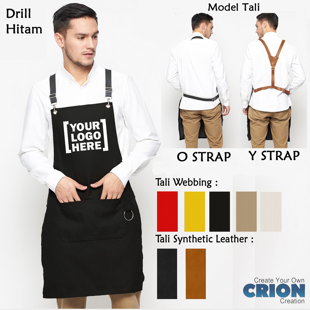 Celemek Apron Barista / Barber / Chef fully customize logo by Crion