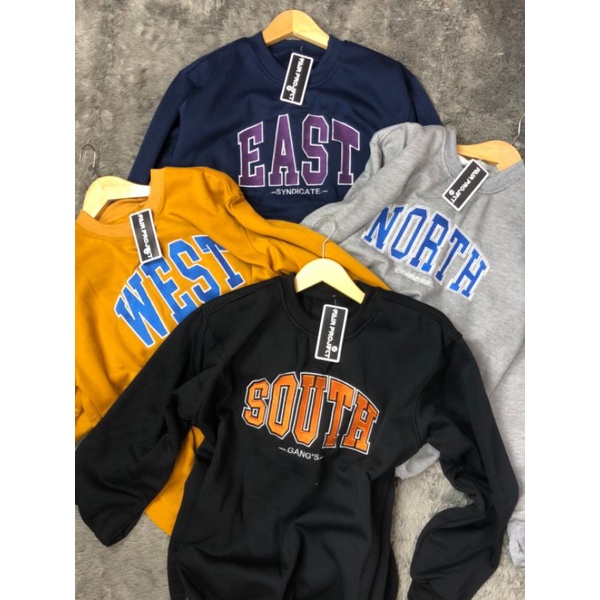 SWEATER CREWNECK BORDIR WEST BORDIR/ CREWNECK OBLONG SOUNTH BORDIR/PRIA/WANITA/COD