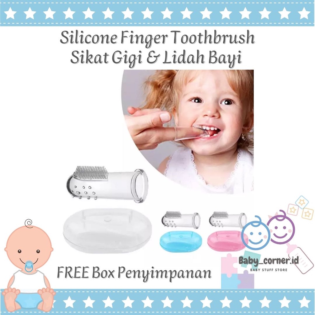 Sikat Gigi Lidah Bayi Silicon Baby Finger | No Box Penyimpanan Steril | Teether Sikat Silikon