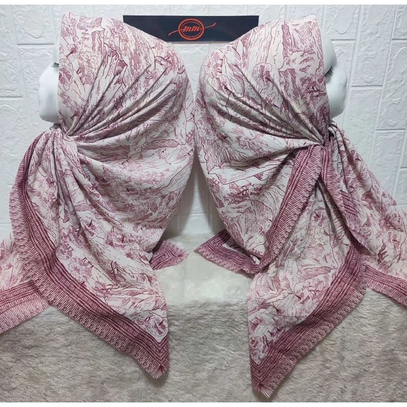 BISA COD Hijab segiempat Voal Motif pegunungan series