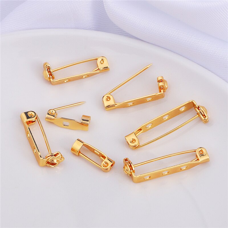 2pcs Bros Pin Kosong Lapis Emas 18K Untuk Membuat Perhiasan