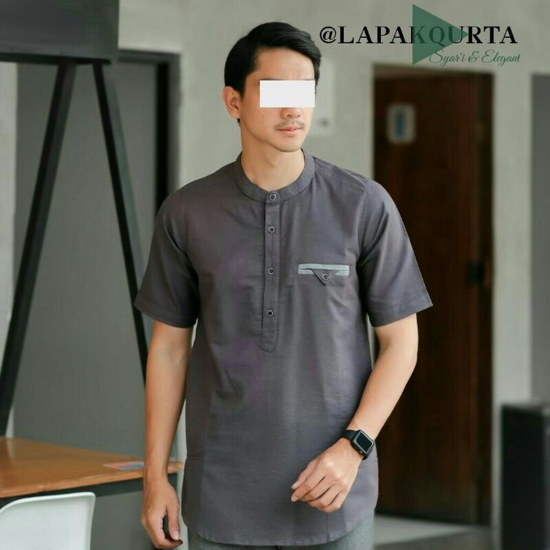 KEMKO PRIA LENGAN PENDEK BAJU KURTA PRIA BAJU MUSLIM MODERN PRIA WARNA PINK ABU TUA MUDA TAN NAVY M