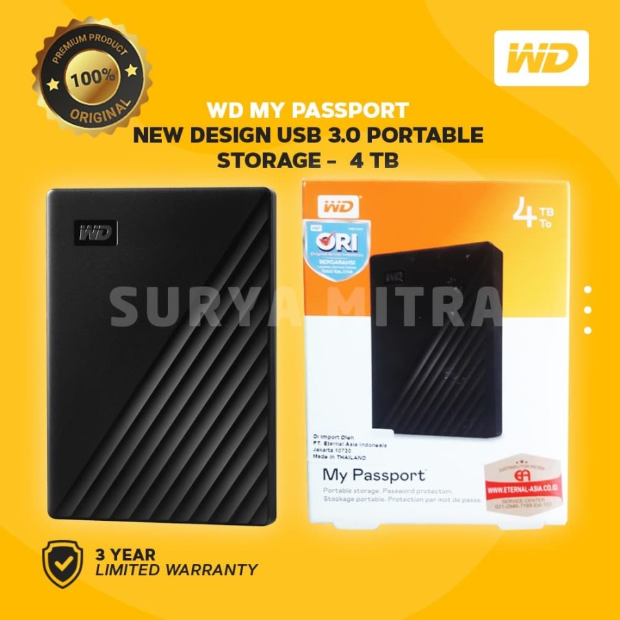 Hardisk Eksternal WD My Passport 4TB Slim