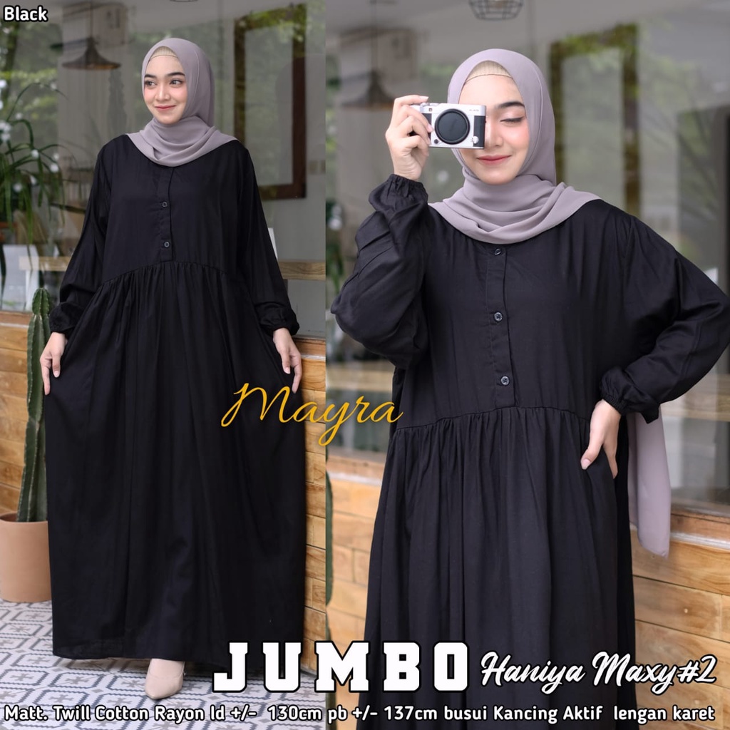 [Bayar Di tempat]. haniya 2 DRESS XXXL JUMBO / BAHAN RAYON TWILL / GAMIS SYARI LD 130-3