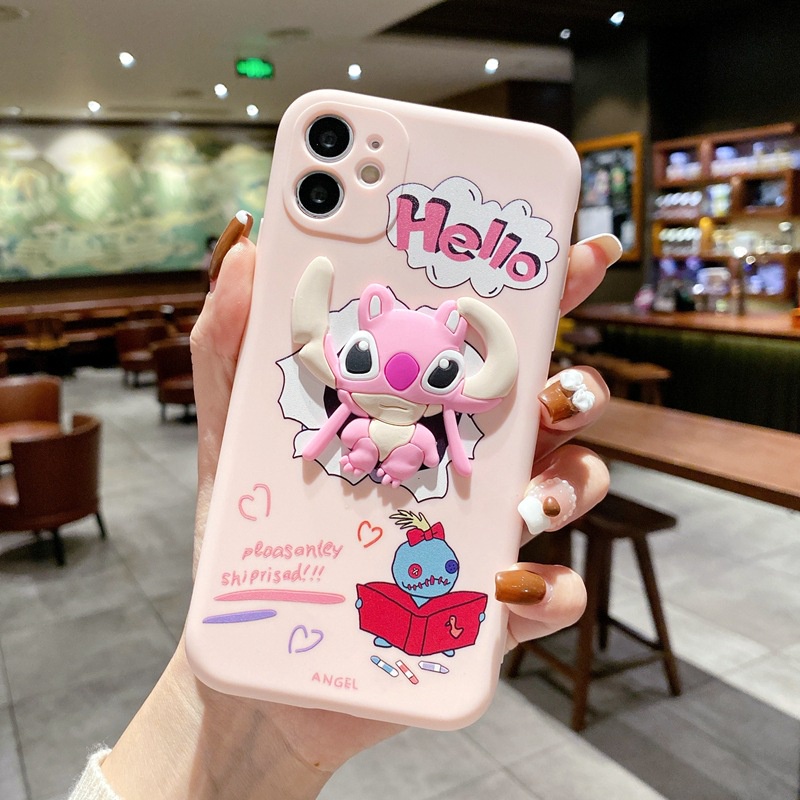 IPHONE Case Bahan Silikon TPU Motif Stitch Untuk OPPO A16 A36 A52 A72 A92 A7 A5S A7N AX7 A12 REALME 9I Q3S