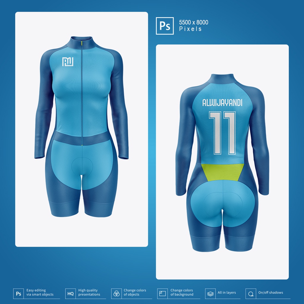 MOCKUP JERSEY SEPEDA WANITA FULLKIT - RESOLUSI 5500x8000 Pixels