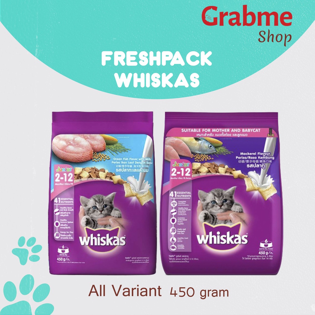 Makanan Kucing kering murah WHISKAS JUNIOR All Variant 450 gr