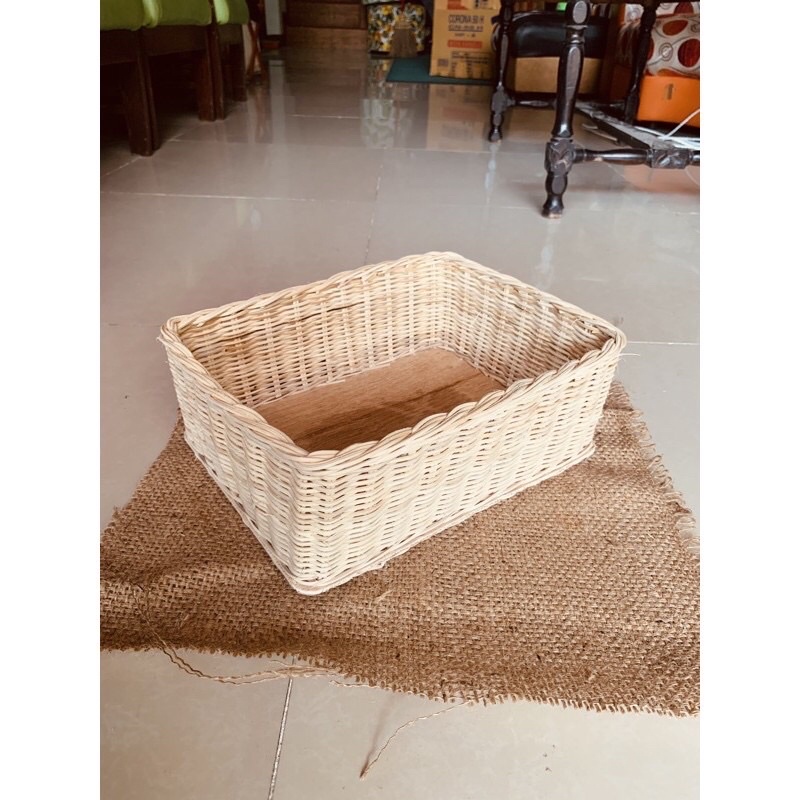 Tray rotan blacu/storage/penyimpanan