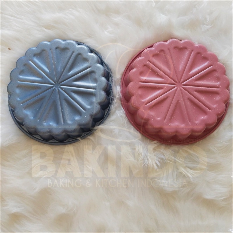 Kingsbakeware Loyang Motif Charlotte love / Polos Anti Lengket Cetakan Kue Bolu Cake Marmer Nordic Style