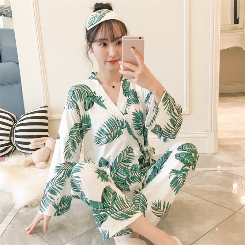 setelan kimono lengan panjang/kimono wanita/baju tidur kimono