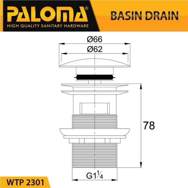 PALOMA WTP 2301 Afur Wastafel Kepala Sifon Pop Up Waste Avur Washtafel