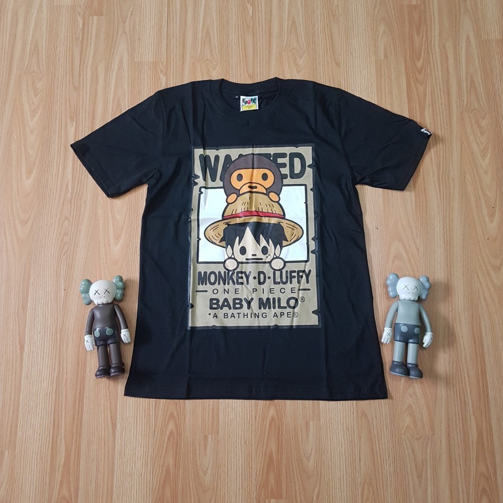DISTRO KAOS BAPE X ONE PIECE MUGIWARA LUFFY PREMIUM UNISEX BLACK