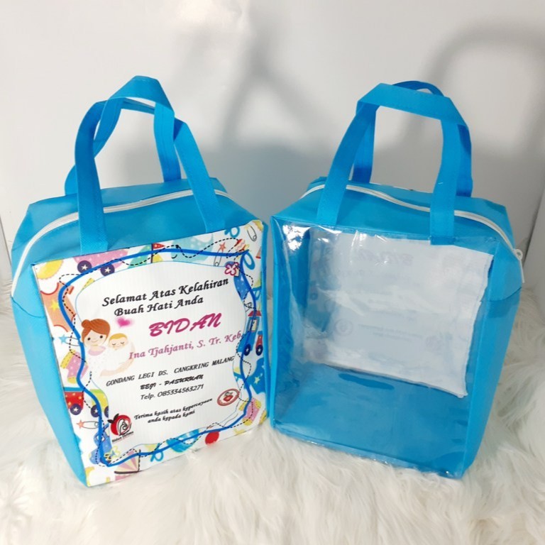 

Tas Souvenir Persalinan Kelahiran Resleting Kombinasi Mika