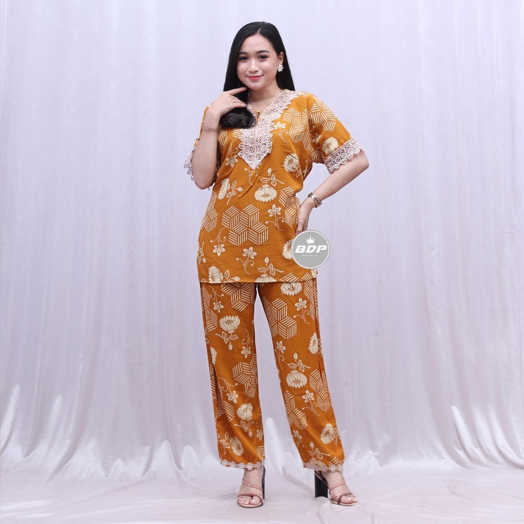 TERBARU | SETELAN BAJU TIDUR PIYAMA ARAB RENDA | ONE SET BUSUI | PIYAMA ARAB RENDA-ST kubus kuning