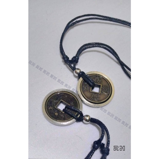 kalung koin cina kalung tali kalung pria kalung cowok kalung koin plastik ring stainles motif koin china