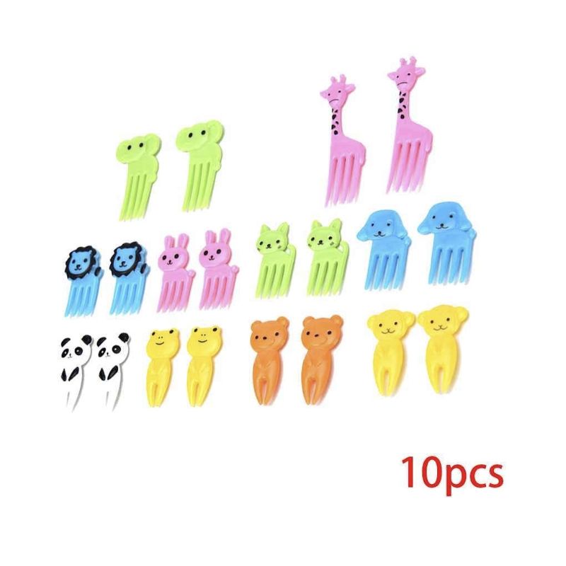 10pcs Animal Fruit Fork Mini Cartoon Children Snack Cake Dessert