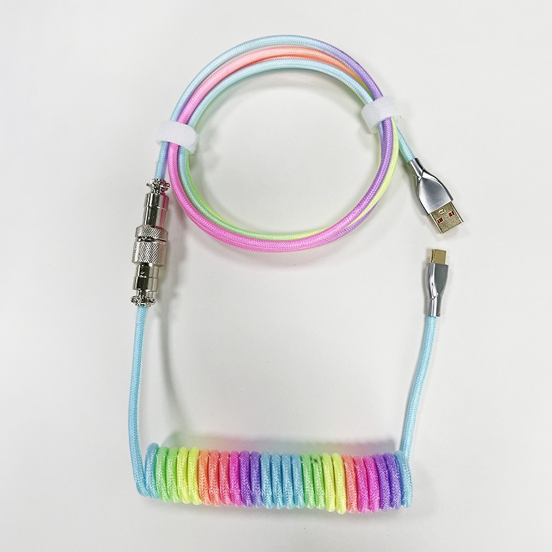 Mechanical Keyboard Data Personalization Spring  Custom  Coiled Braided USB Charging Type-C Cable