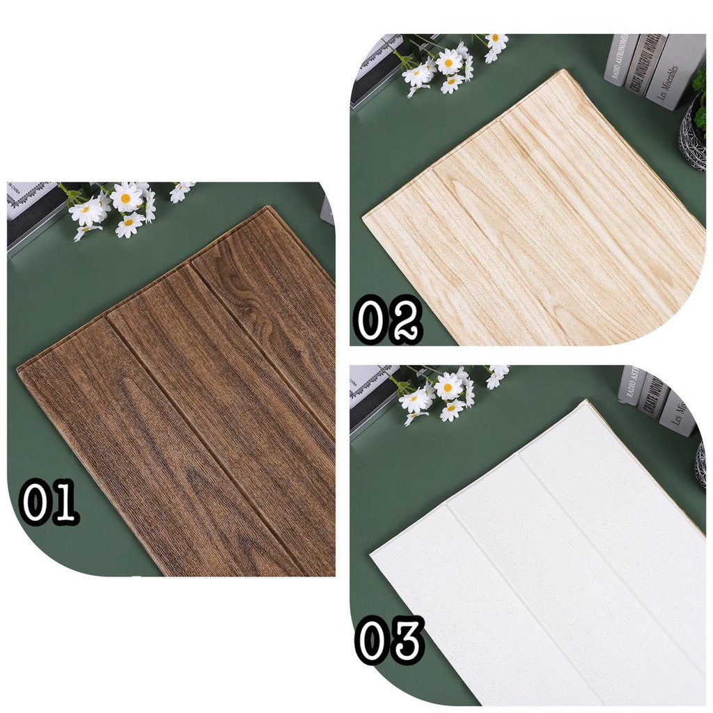 MMTOYS MB290 Wallpaper Dinding Kamar Stiker Dekorasi Dapur Batu Bata Kayu Sticker Wallpaper 3D Foam-KAYU