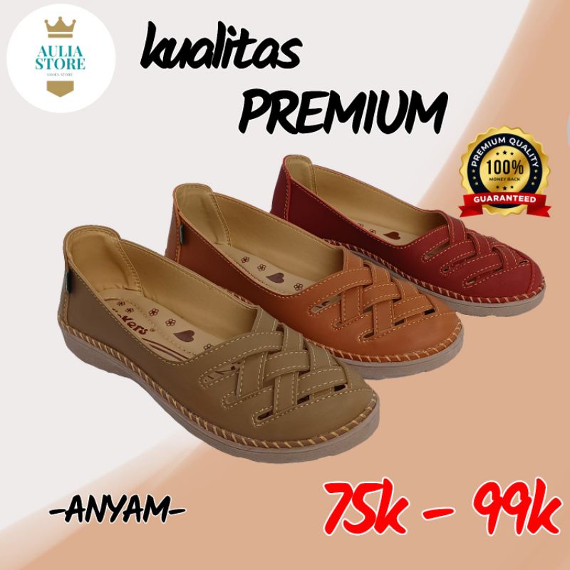 sepatu slip on wanita jumbo bigsize 41-45 kekinian .kode anyam