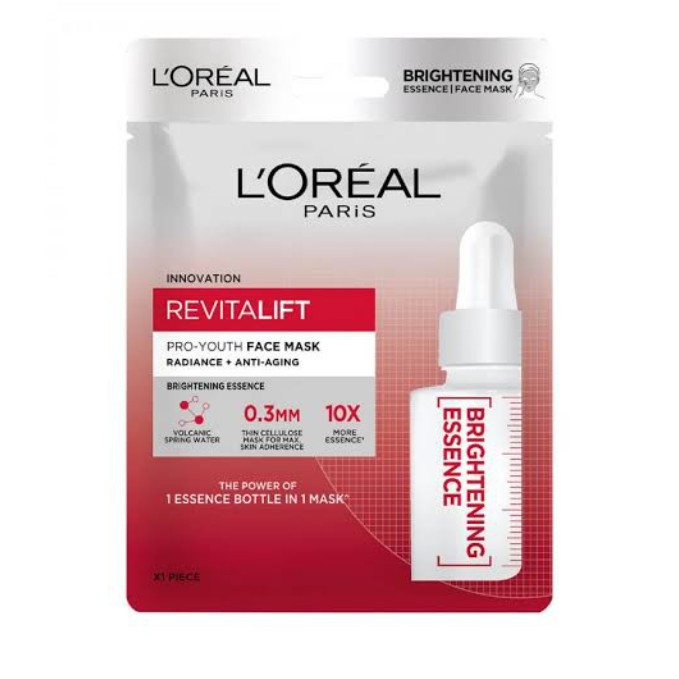 Loreal Revitalift Pro-Youth Face Mask Masker Wajah Loreal Radiance + Anti Aging Brightening Essence