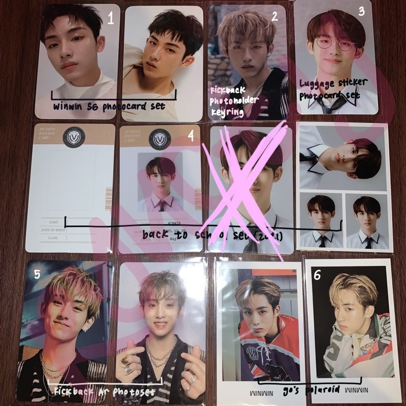 wts winwin photocard kick back md b2s kit set photocard 90 polaroid id card winwin