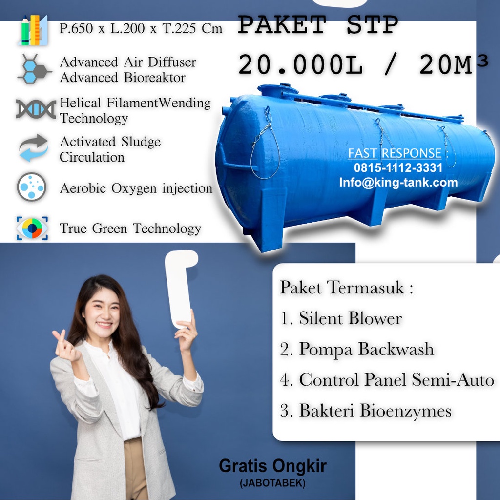 PAKET Tangki 20000 Liter / 20m3 Tangki IPAL BIOTECH