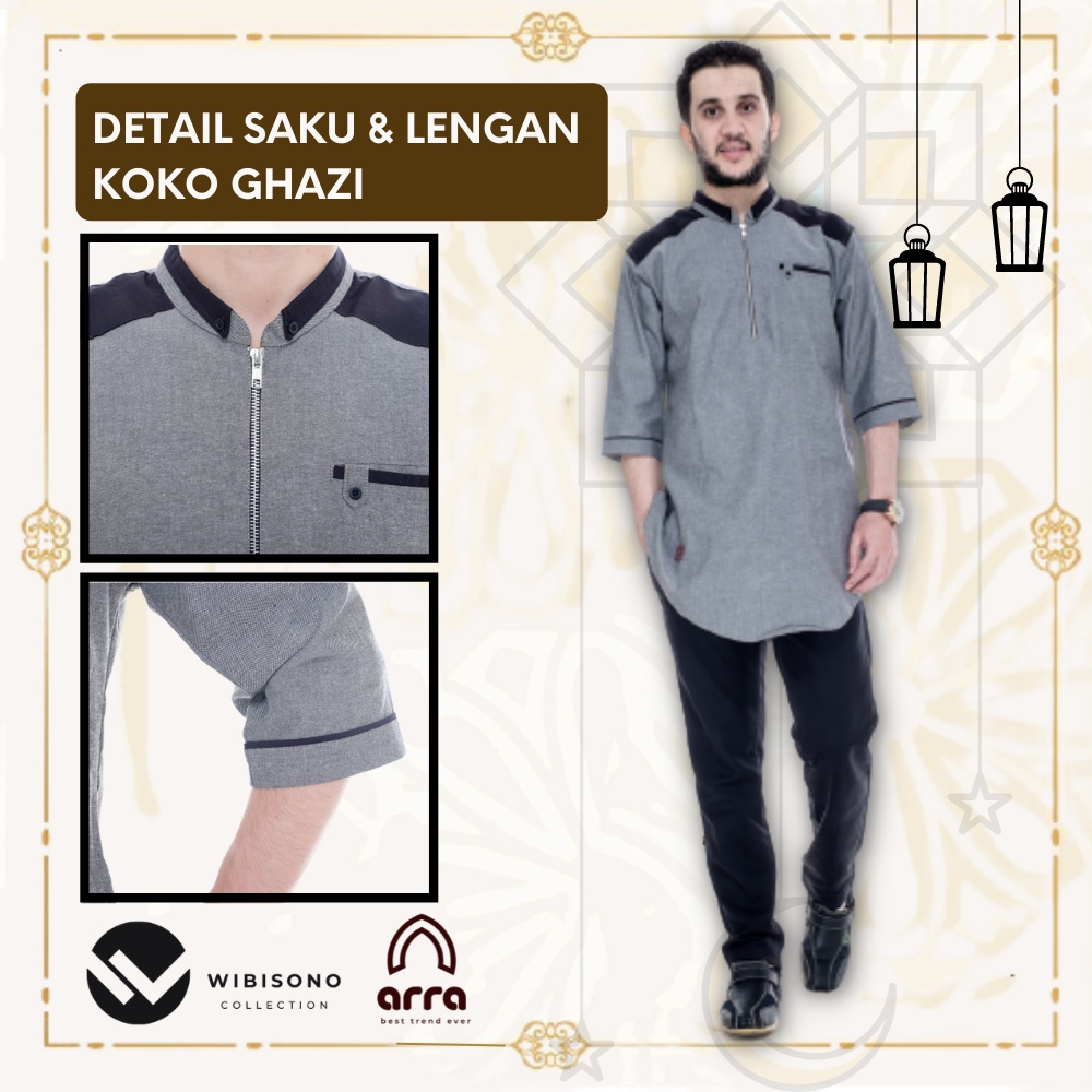 Baju Koko Kurta Pria YU3 Cowok Dewasa Lengan Pendek 3/4 Terbaru Premium Murah Original GHAZI