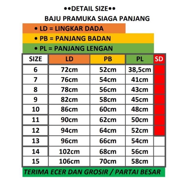 BAJU SEKOLAH PRAMUKA SIAGA PANJANG