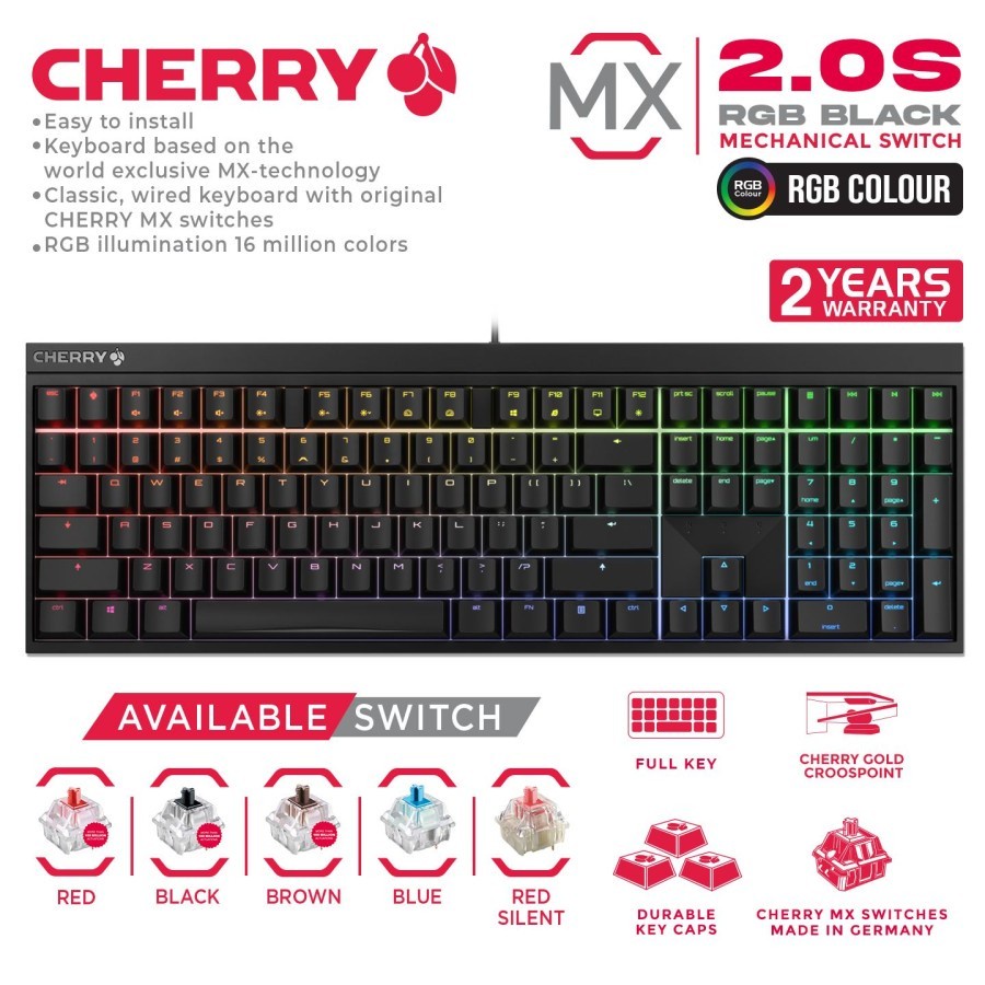 Cherry MX 2.0S RGB / NBL - Wired Mechanical Gaming Keyboard