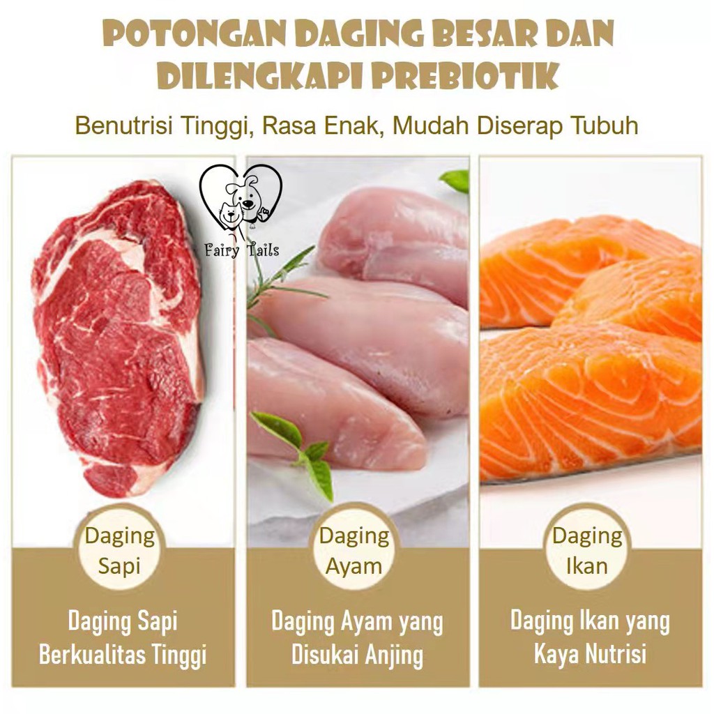 Snack Anjing Makanan Anjing Basah Dengan Daging Asli Premium Kemasan Kantong Pouch (MyFoodie) | Pengganti Makanan Hewan Kaleng Anjing (Kemasan Lebih Ramah Lingkungan) | MyFoodie Dog Wet Food with Real Meat Cube (Pouch) po