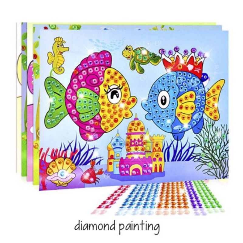  Big Diamond Painting Stiker Manik 2in1 Mewarnai dan Menempel Sticker Diamond Prakarya Kerajinan Tangan