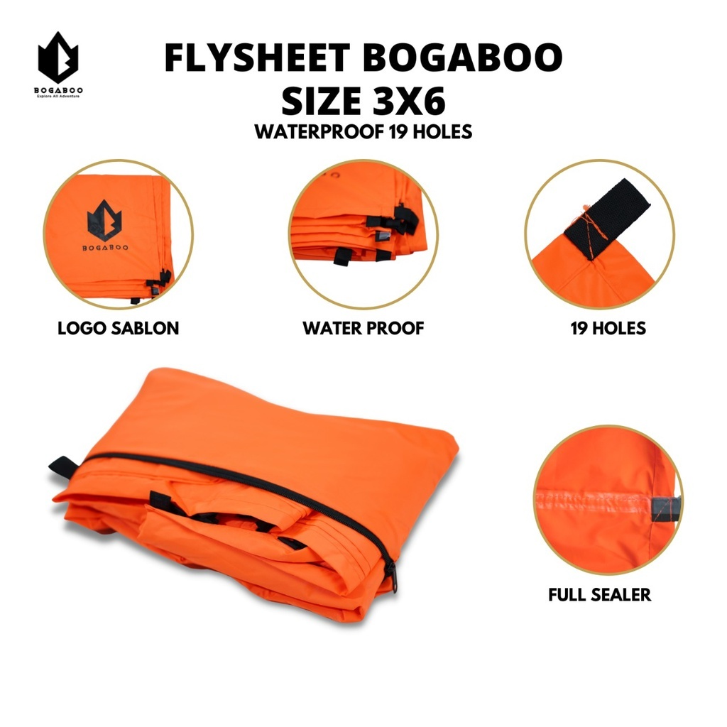 Bisa (COD)  Flysheet Ultralight 3x6 M BOGABOO Waterproof Full Sealed 19 Lubang - Flysheet