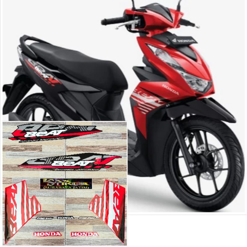 striping original Honda beat CBS funk red black merah hitam tahun 2021