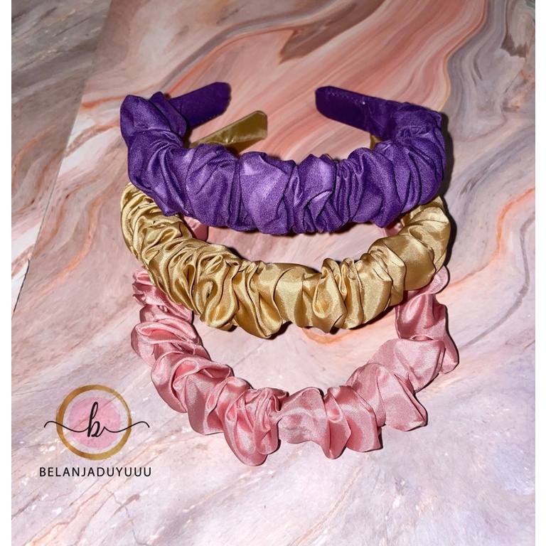 Bando Korea Kerut Scrunchie Headband Full Colors