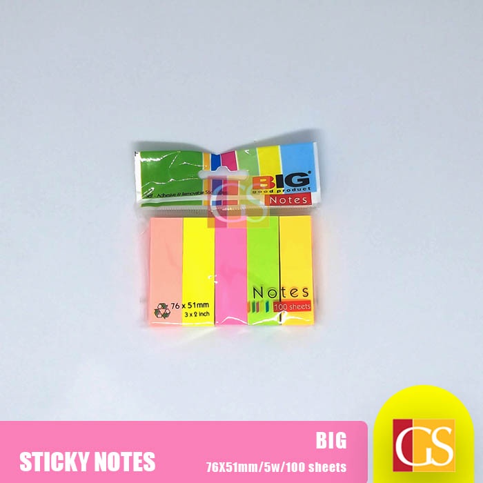 

MEMO STICK STICKY NOTE STICK NOTE KERTAS TEMPEL POST IT BIG 76X51mm 5 WARNA ( 1pcs)
