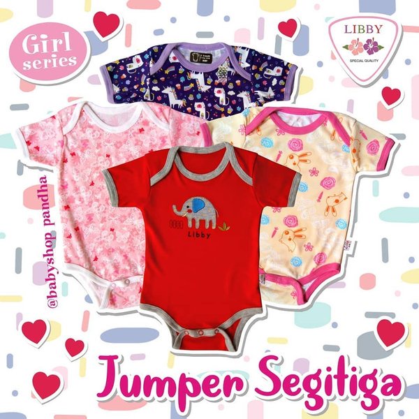 Libby Baby Jumper Segitiga|Jumper Bayi Libby Baby|Baju Bayi Lengan Pendek Unisex|Jumper Bayi Libby B