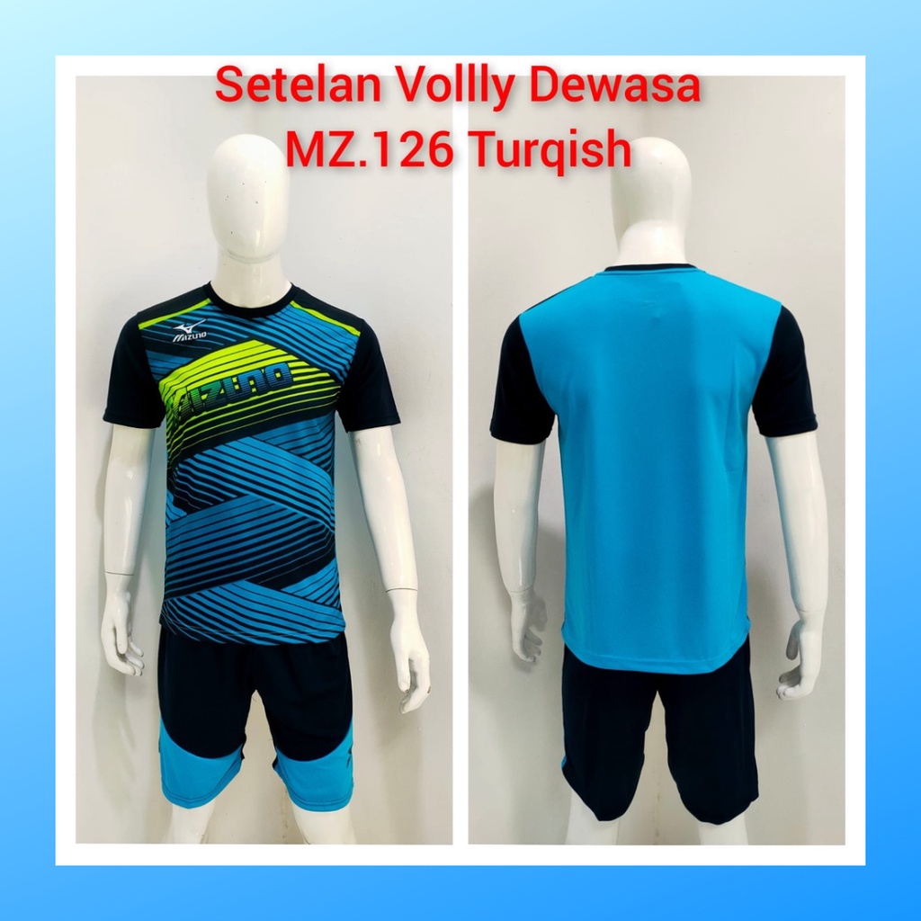 Kaos bola voli pria jersey volley ball baju dan celana setelan wanita dewasa t-shirt outfit seragam jarsey kostum pakaian olahraga apparel sport jersy volly casual jersi suit MZ126 turqis