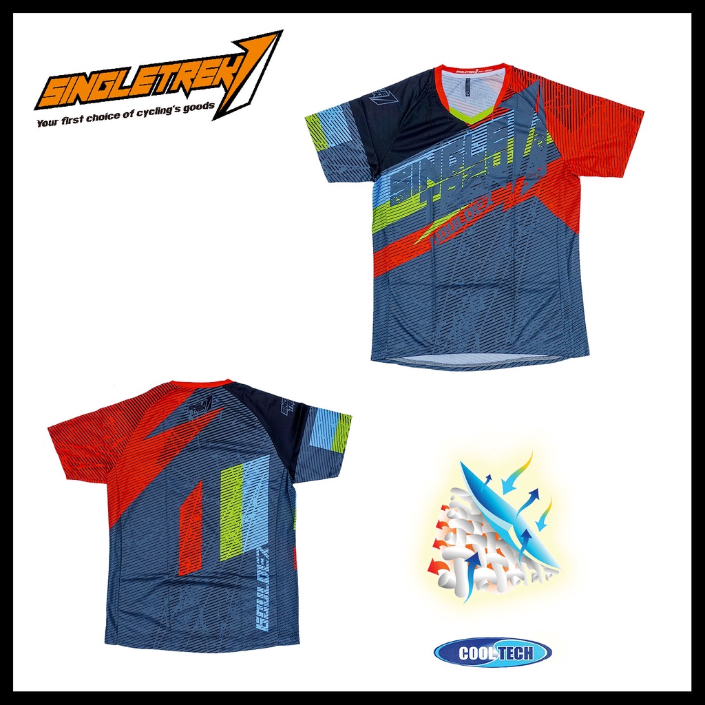 BIG SIZE Jersey Sepeda Singletrek1 Cooltech ORI JSBO Orange Short
