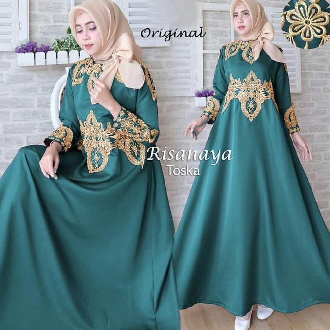 BAJU GAMIS MUSLIM PESTA MEWAH RISNAYA TOSKA / GAMIS KONDANGAN ELEGANT