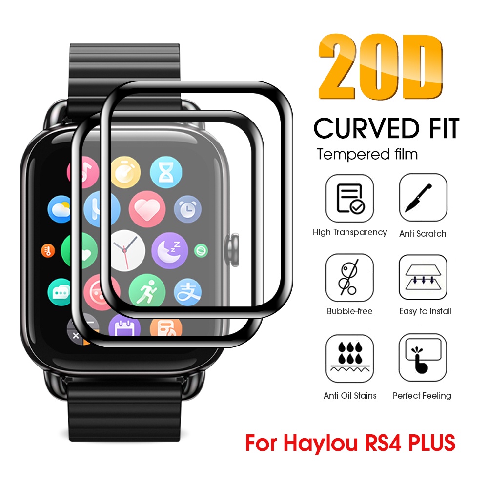 1 / 2 Pcs Pelindung Layar Smartwatch Haylou RS4 / RS4 PLUS 20D Full Cover Anti Sidik Jari