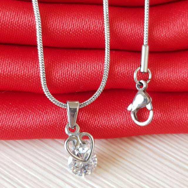 Kalung wanita import / kalung titanium white / perhiasan Antikarat