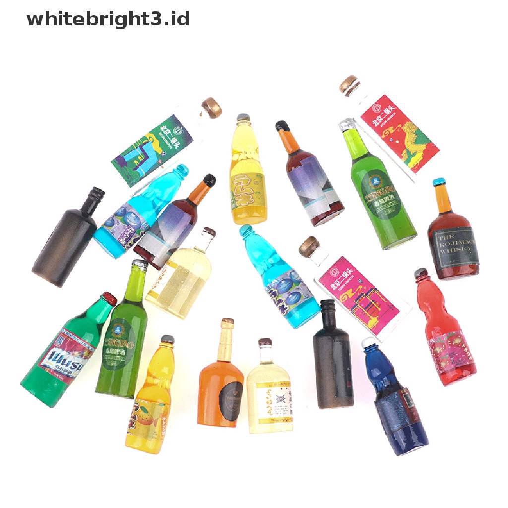 (whitebright3.id) 20pcs Miniatur Botol Minum Skala 1: 12 1: 6 Untuk Rumah Boneka