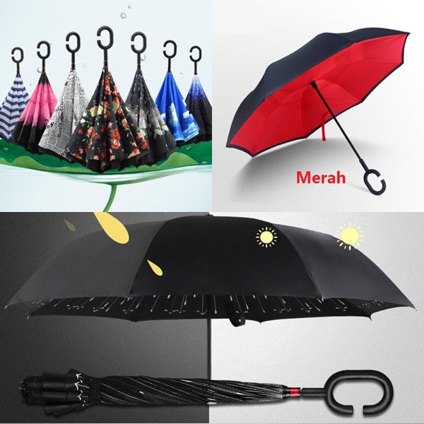 TERMURAH PRODUK TERBAIK Payung Mobil terbalik Up side down Umbrella Kazbrella car umbrella motif